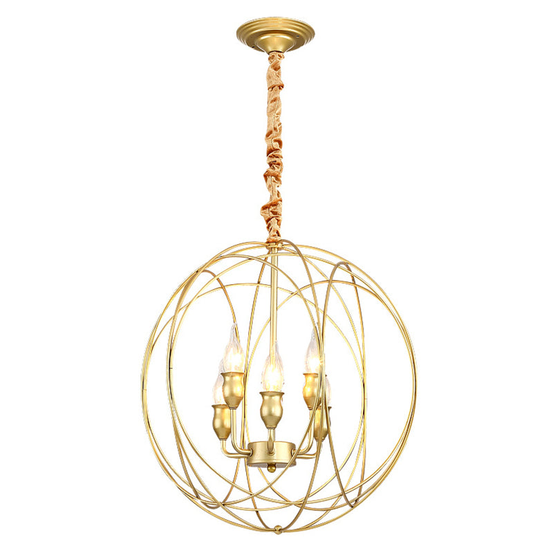 Globe Metal Cage de estilo rústico Candelier Soporte de lámparas de candelabro Vintage Luz para cafetería