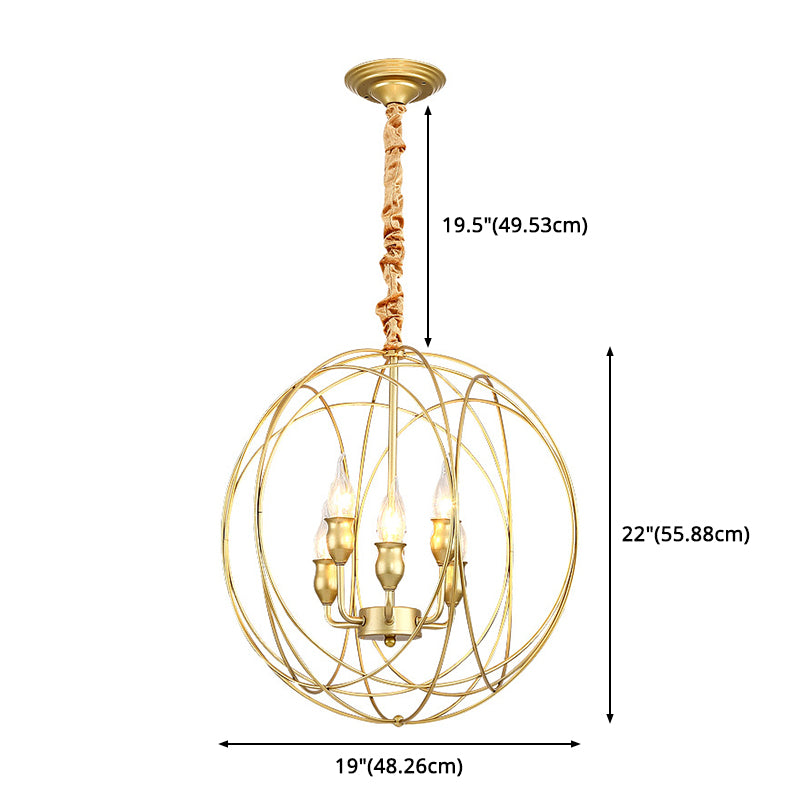 Globe Metal Cage de estilo rústico Candelier Soporte de lámparas de candelabro Vintage Luz para cafetería