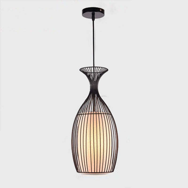 Cage Metal Pendant Lighting Industrial 1 Head Restaurant Plafond Suspension Lampe en noir