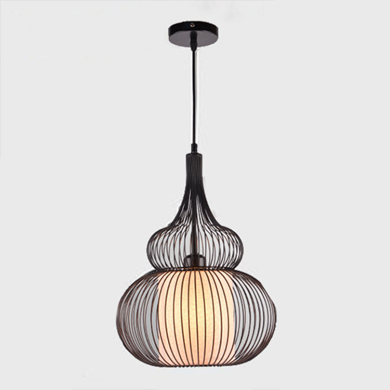 Cage Metal Cipcant Lighting Industrial 1 Head Restaurant Suspension Lampada in nero