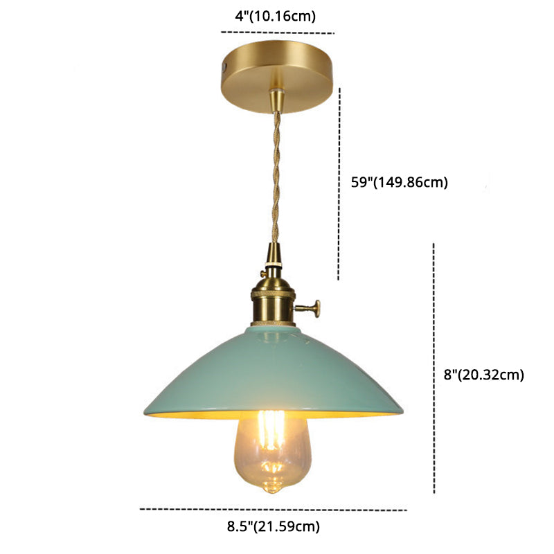 1-Light Tapered Pendant Fixture Vintage Ceramic Suspension Lighting for Dining Room