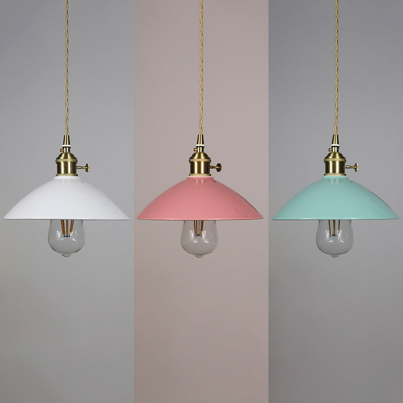 1-Light Tapered Pendant Fixture Vintage Ceramic Suspension Lighting for Dining Room