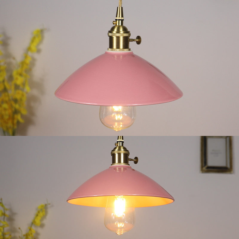 1-Light Tapered Pendant Fixture Vintage Ceramic Suspension Lighting for Dining Room