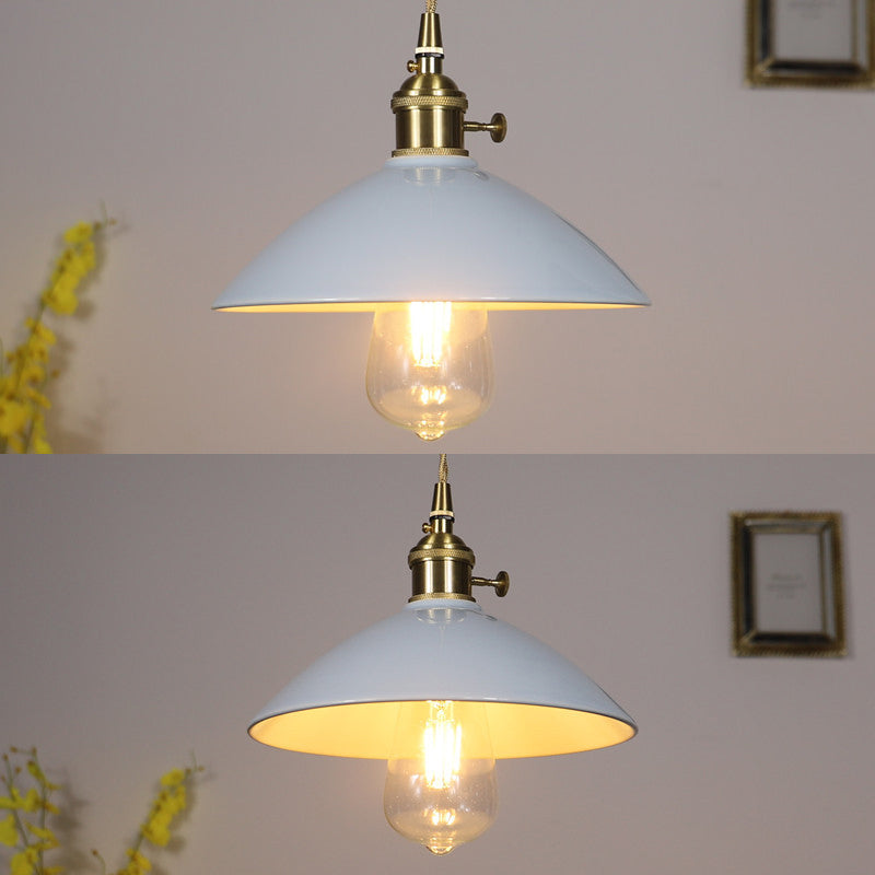 1-Light Tapered Pendant Fixture Vintage Ceramic Suspension Lighting for Dining Room