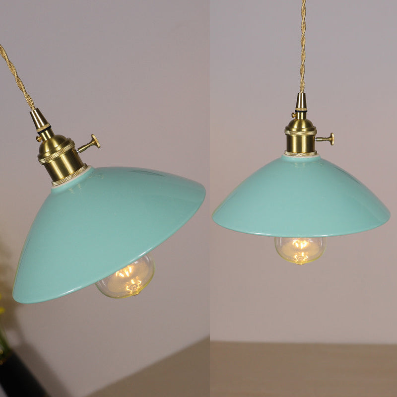 1-Light Tapered Pendant Fixture Vintage Ceramic Suspension Lighting for Dining Room