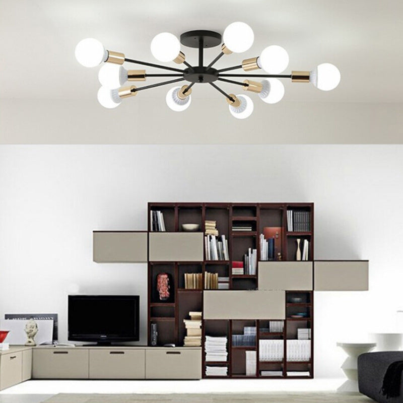 Radial Semi Flush Mount Ceiling Fixturet Modern Multi-head Living Room Bedroom Semi Flush Ceiling Light Fixtures