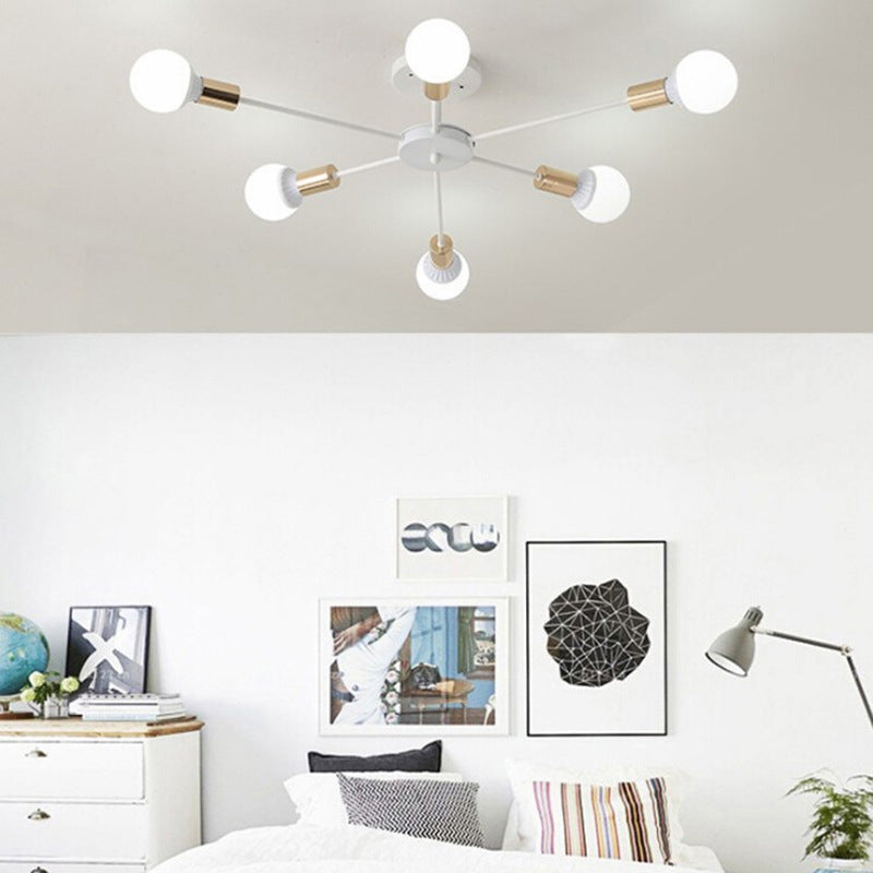 Radial Semi Flush Mount Ceiling Fixturet Modern Multi-head Living Room Bedroom Semi Flush Ceiling Light Fixtures