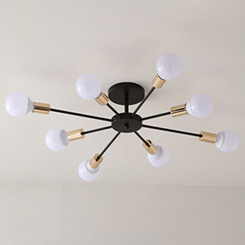 Radial Semi Flush Mount Ceiling Fixturet Modern Multi-head Living Room Bedroom Semi Flush Ceiling Light Fixtures