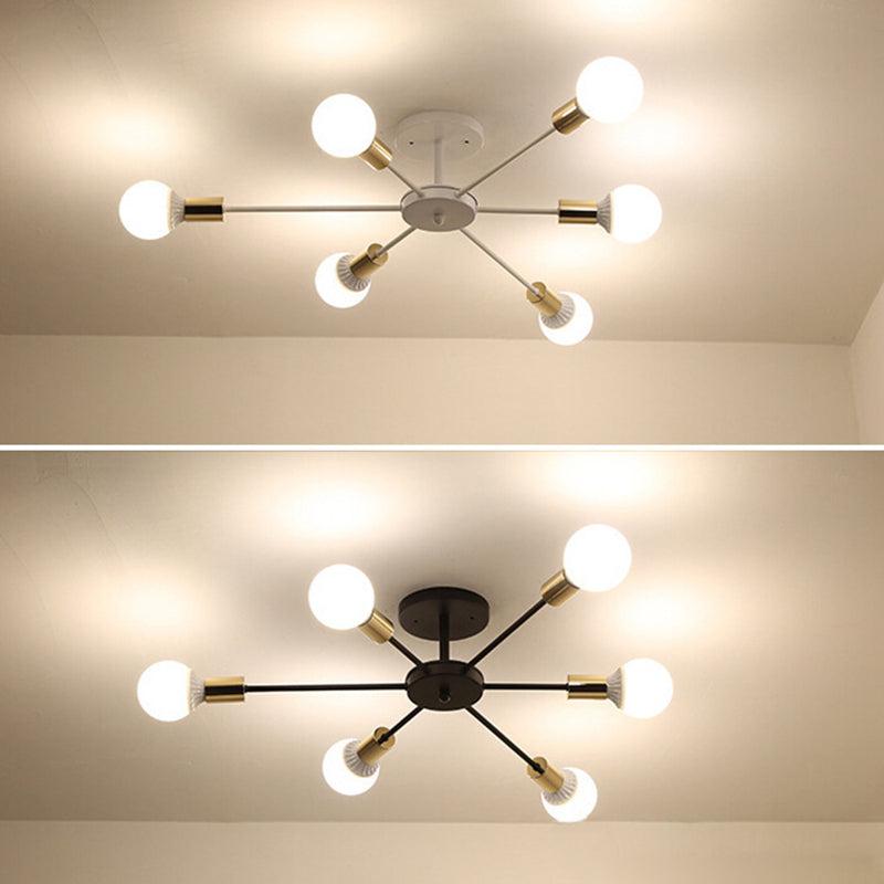 Radial Semi Flush Mount Ceiling Fixturet Modern Multi-head Living Room Bedroom Semi Flush Ceiling Light Fixtures