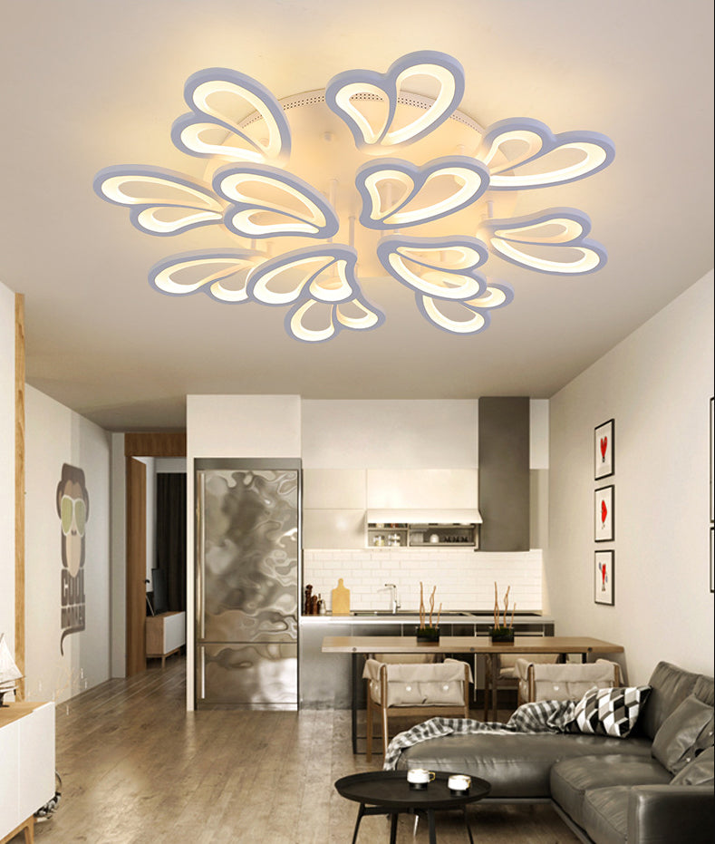 White Acrylic Shade LED Ceiling Light in Modern Style Semi Flush Lighting for Bedroom