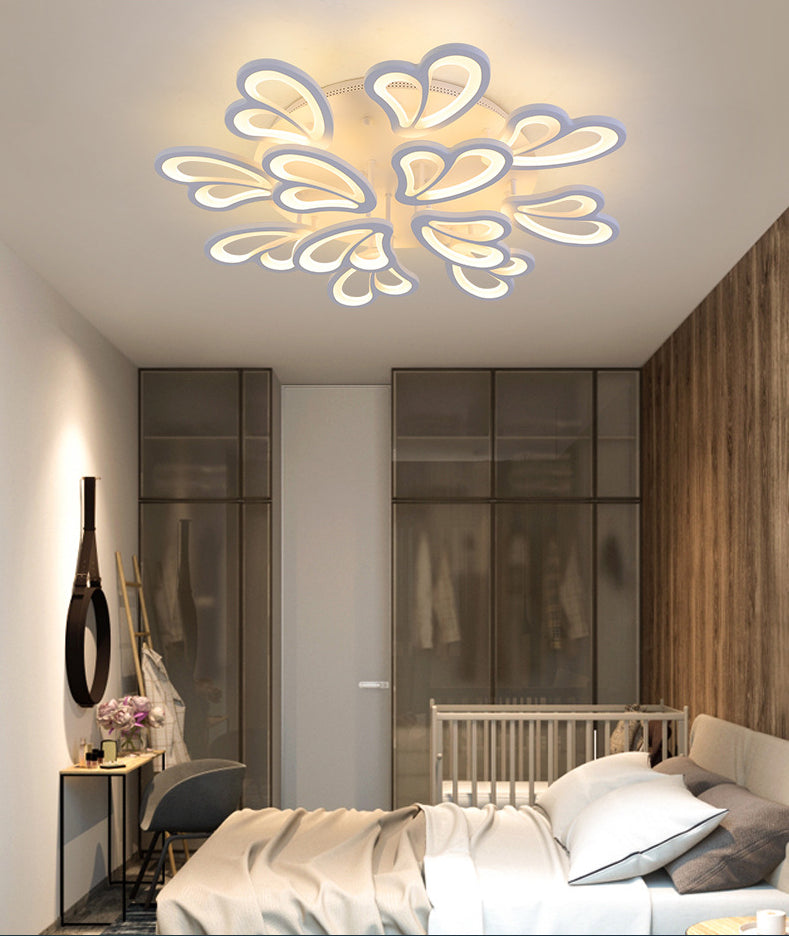 White Acrylic Shade LED Ceiling Light in Modern Style Semi Flush Lighting for Bedroom