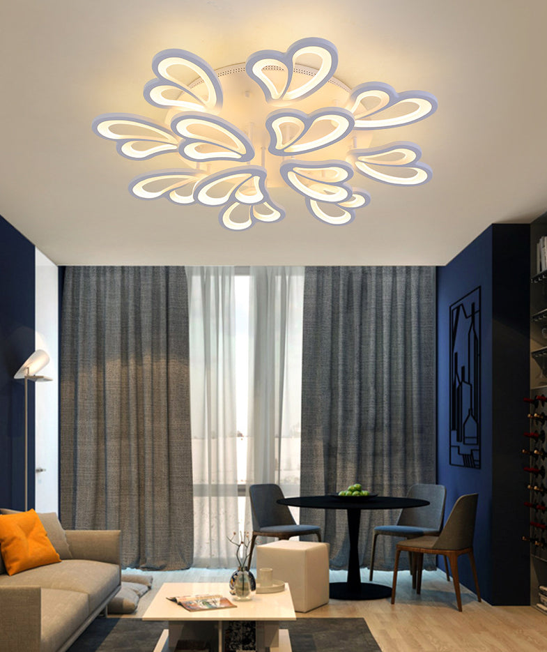 White Acrylic Shade LED Ceiling Light in Modern Style Semi Flush Lighting for Bedroom