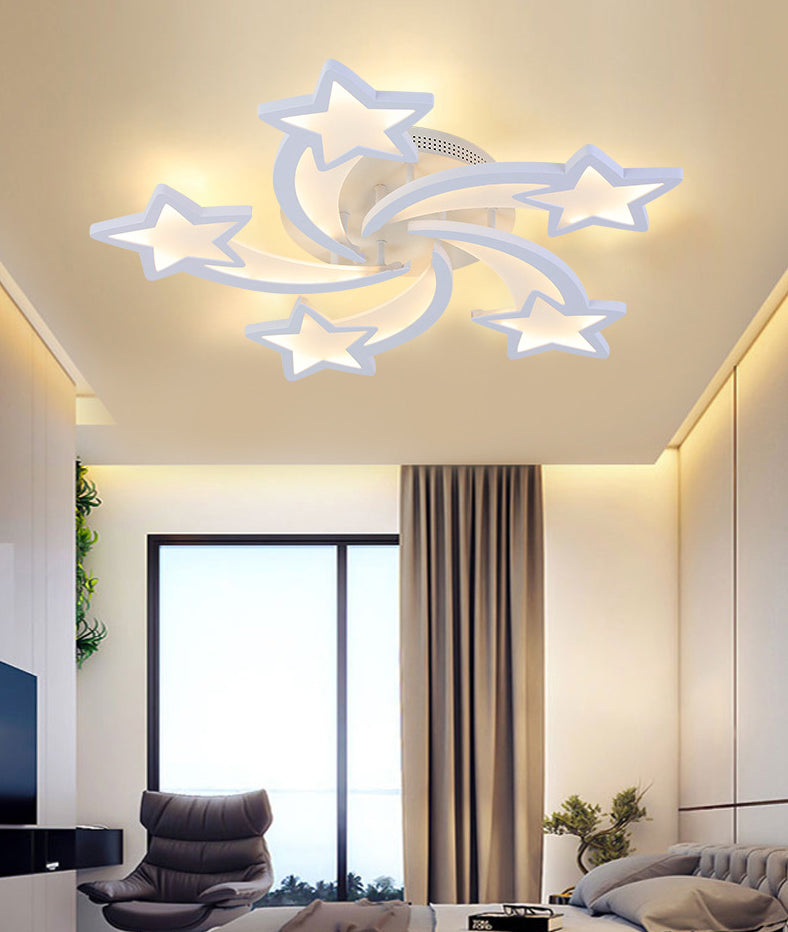 White Star Shade LED Indoor Flush Mount in Modern Acrylic Style Semi Flush Ceiling Light