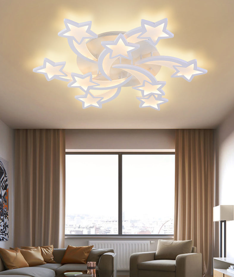 White Star Shade LED Indoor Flush Mount in Modern Acrylic Style Semi Flush Ceiling Light