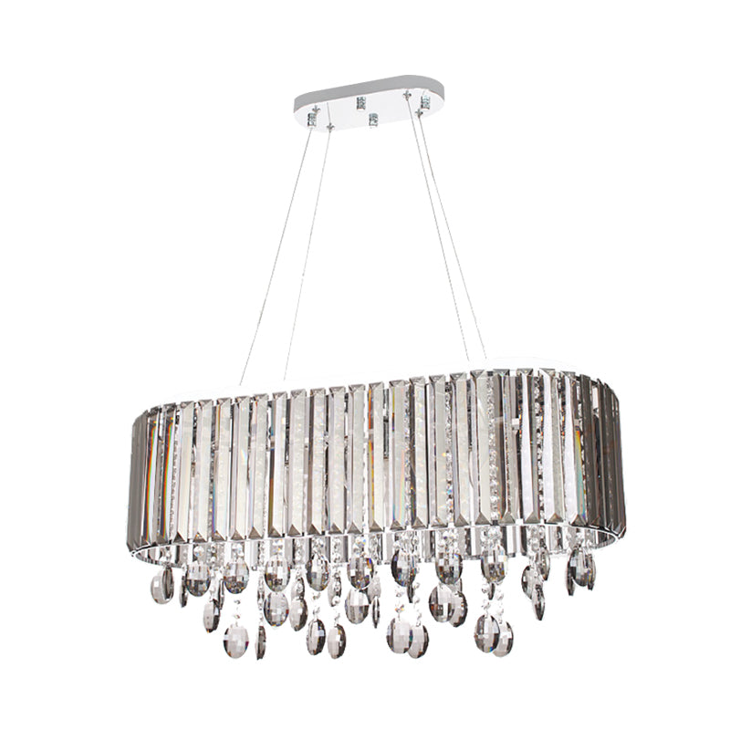 6 Heads Living Room Chandelier Lamp Contemporary Clear Hanging Light Kit with 1-Tier Crystal Shade