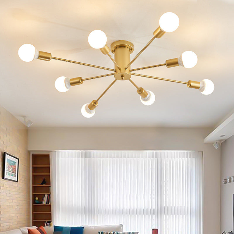 Metal radial Semi Flush Multi Light dans le plafond de style industriel pour les espaces intérieurs