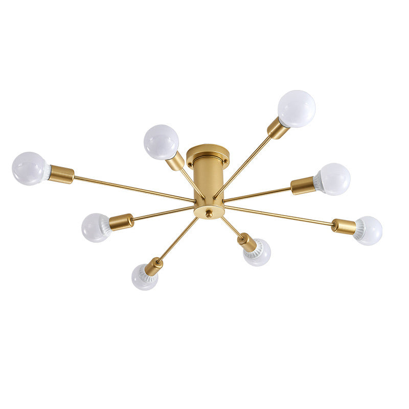 Radial Metal Semi Flush Multi Light in Industrial Style Ceiling Fixture for Interior Spaces