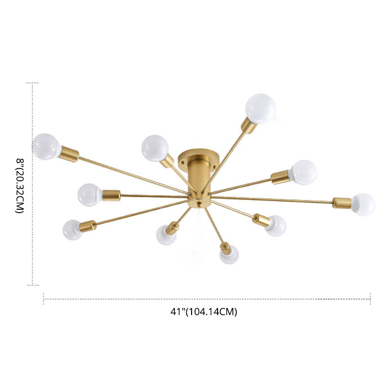 Radiaal metaal semi -spoel multi -lamp in industriële stijl plafondarmatuur voor binnenruimtes