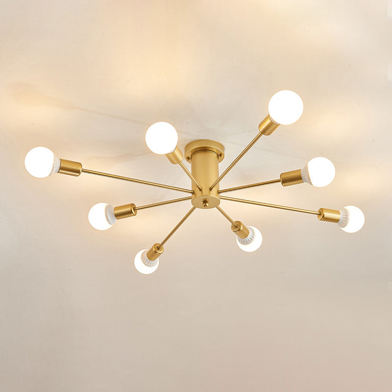 Metal radial Semi Flush Multi Light dans le plafond de style industriel pour les espaces intérieurs