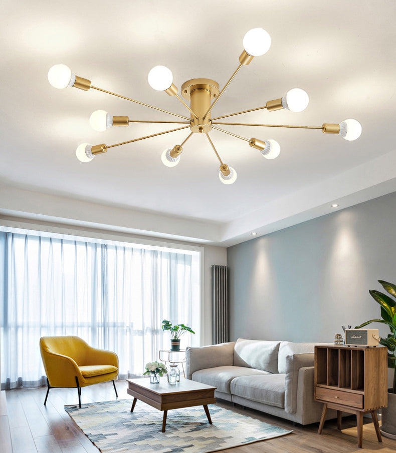 Metal radial Semi Flush Multi Light dans le plafond de style industriel pour les espaces intérieurs