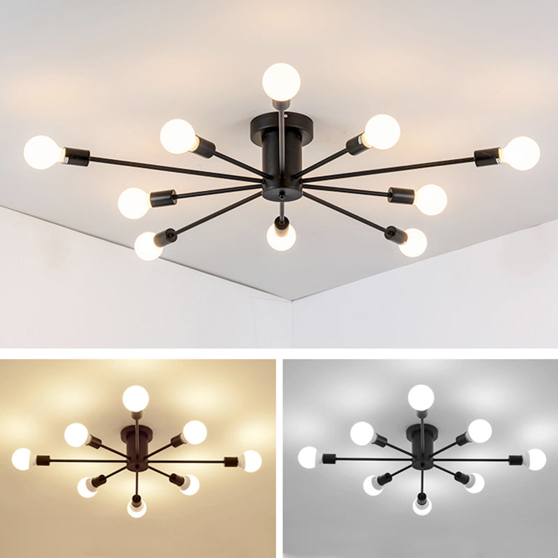 Industrial Radial Semi Flush Mount Light Metal Semi Flush Mount Ceiling Lights