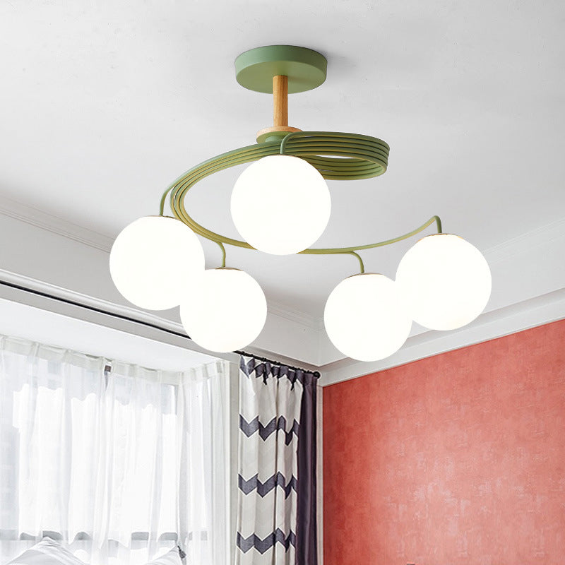 Spiral Metal Semi Flush Mount Light moderne Minimaliste de plafond en verre sphérique Montant du plafond pour couloir pour le couloir