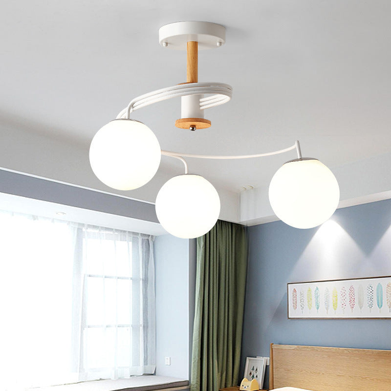 Spiral Metall Semi Flush Mount Leichte moderne minimalistische kugelförmige Glasdecke Spülhalterung für den Flur