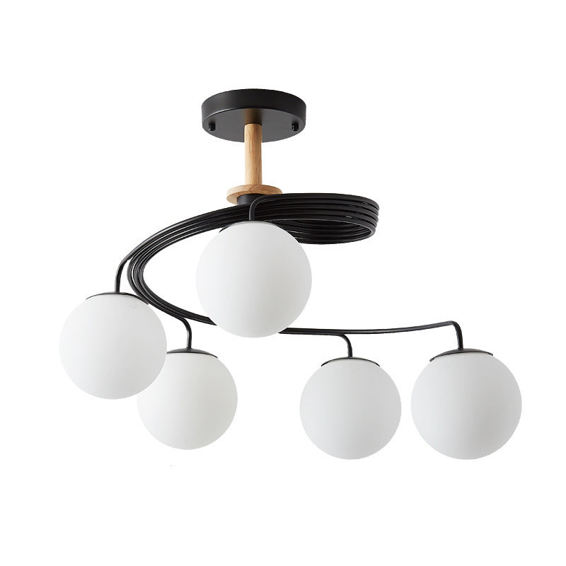 Spiral Metall Semi Flush Mount Leichte moderne minimalistische kugelförmige Glasdecke Spülhalterung für den Flur