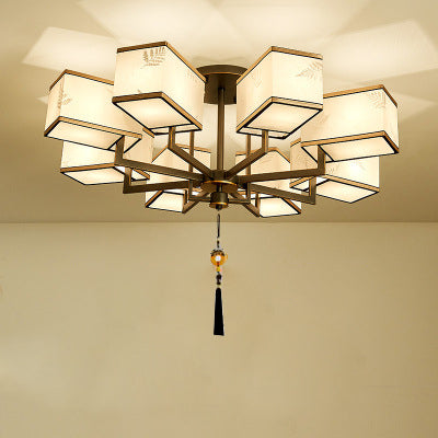 Fabric Ceiling Flush Mount Light Traditional-Style White Shaded Living Room Ceiling Lighting