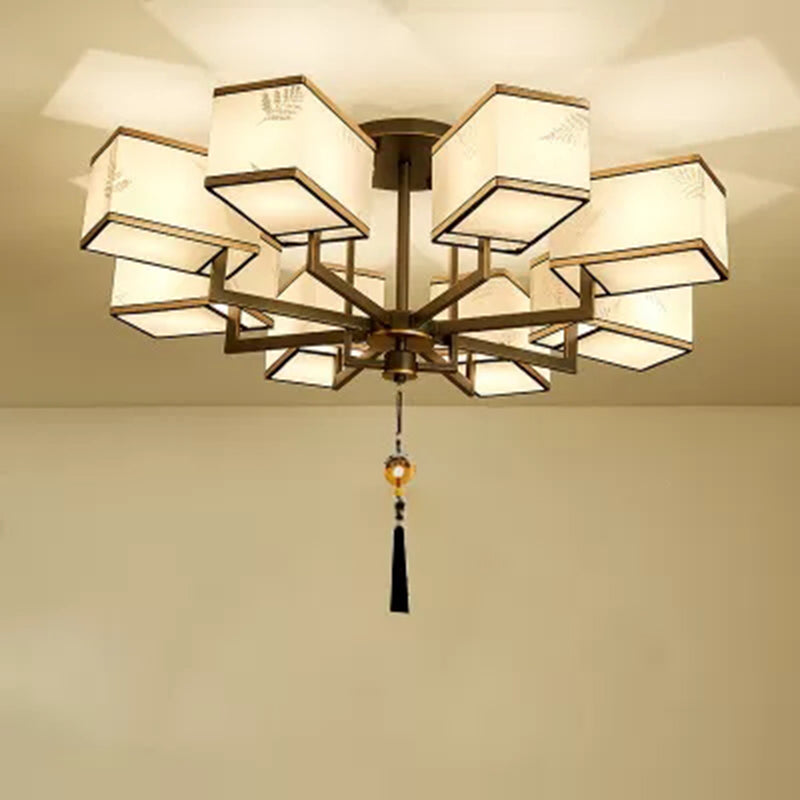 Fabric Ceiling Flush Mount Light Traditional-Style White Shaded Living Room Ceiling Lighting