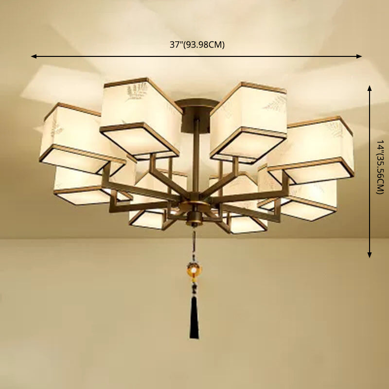 Fabric Ceiling Flush Mount Light Traditional-Style White Shaded Living Room Ceiling Lighting