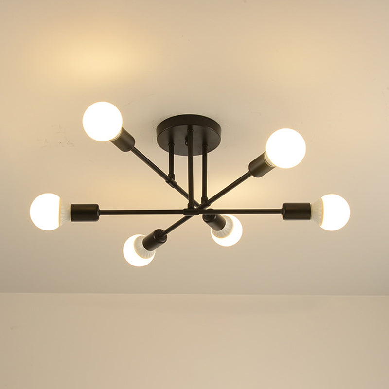 Industrial Retro Semi Flush Lighting Sputnik Metal Semi Flush Ceiling Light for Dining Room