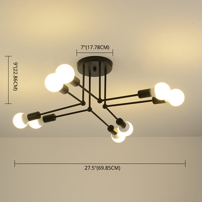 Industrial Retro Semi Flush Lighting Sputnik Metal Semi Flush Ceiling Light for Dining Room