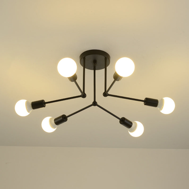 Industrial Retro Semi Flush Lighting Sputnik Metal Semi Flush Ceiling Light for Dining Room