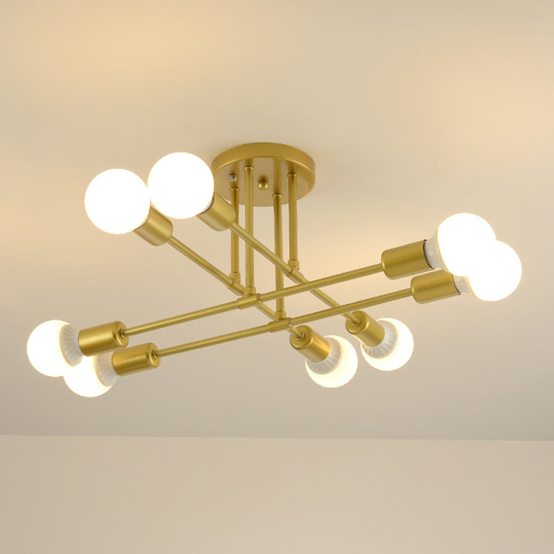 Industrial Retro Semi Flush Lighting Sputnik Metal Semi Flush Ceiling Light for Dining Room