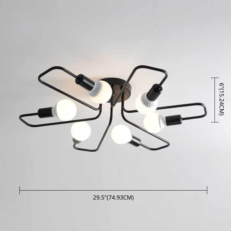 Illuminazione semifulpa retrò industriale Sputnik Metal Semi Flush Affermazione per sala da pranzo