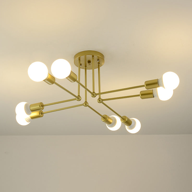 Industrial Retro Semi Flush Lighting Sputnik Metal Semi Flush Ceiling Light for Dining Room