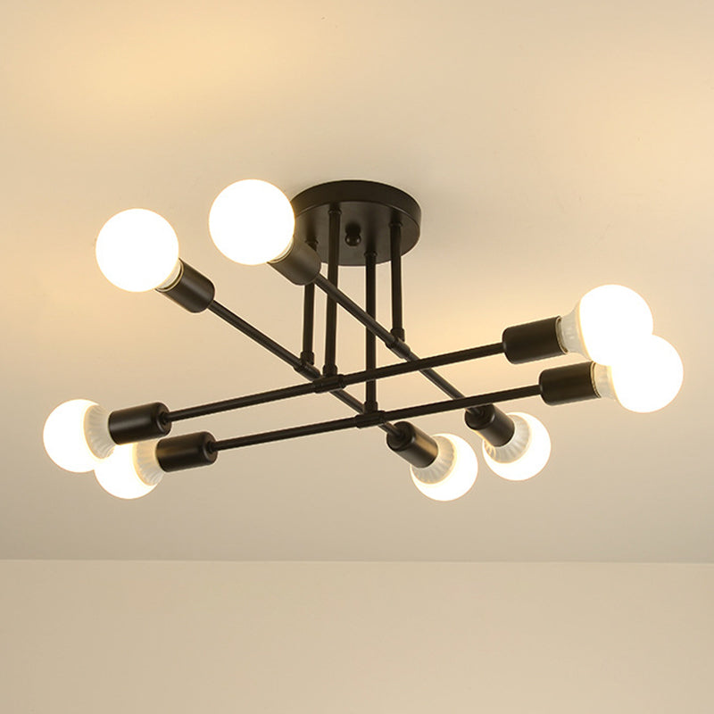 Industrial Retro Semi Flush Lighting Sputnik Metal Semi Flush Ceiling Light for Dining Room