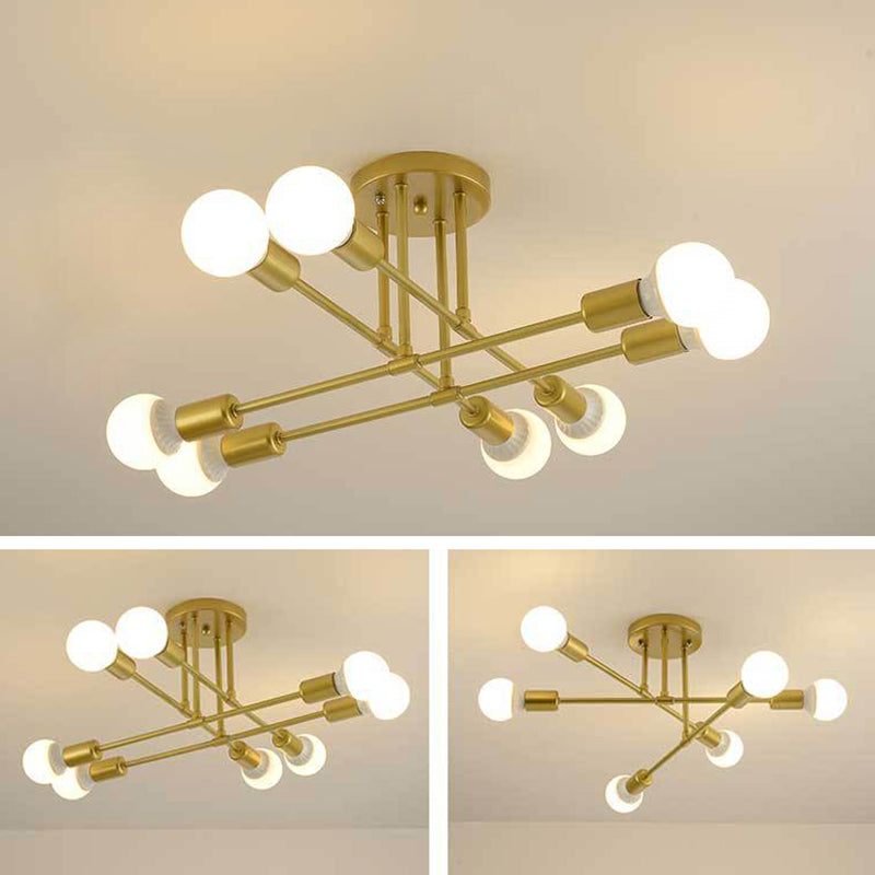 Industrial Retro Semi Flush Lighting Sputnik Metal Semi Flush Ceiling Light for Dining Room