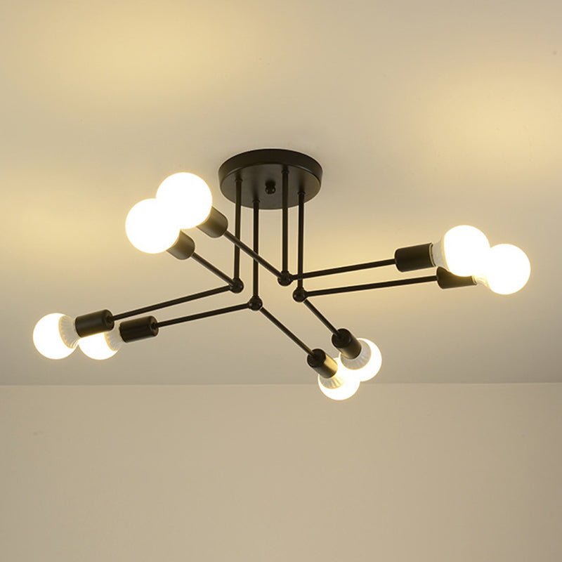 Industrial Retro Semi Flush Lighting Sputnik Metal Semi Flush Ceiling Light for Dining Room