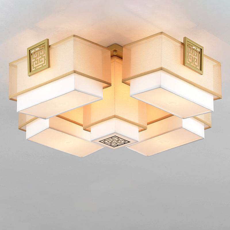 Gearceerde stof plafondbevestiging verlichtingsbeveiliging traditionele stijl woonkamer plafond spoeling mount