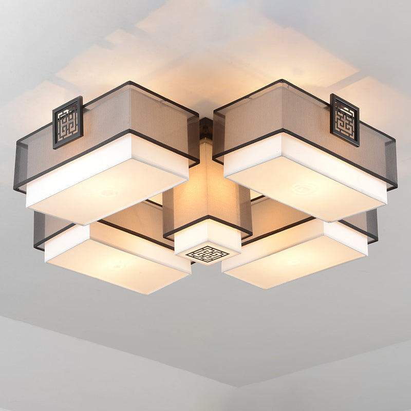 Gearceerde stof plafondbevestiging verlichtingsbeveiliging traditionele stijl woonkamer plafond spoeling mount