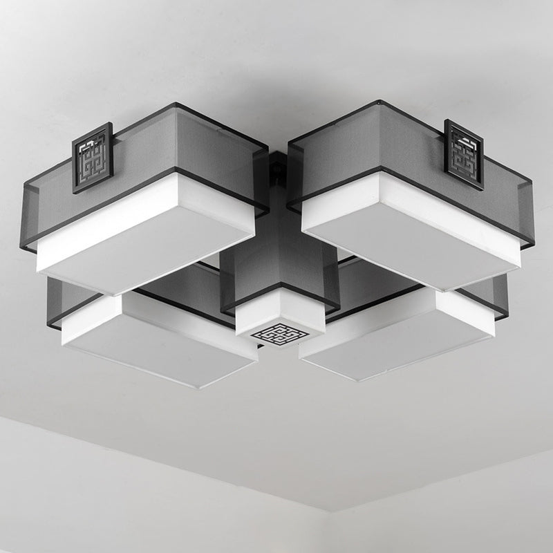 Gearceerde stof plafondbevestiging verlichtingsbeveiliging traditionele stijl woonkamer plafond spoeling mount