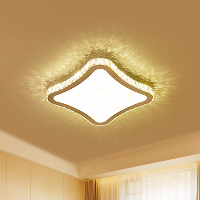 Vierkante Plafond Gemonteerde Armatuur Moderne Geslepen Kristal Led Chrome Flush Mount Verlichting, 11 "/15" /19.5 " W