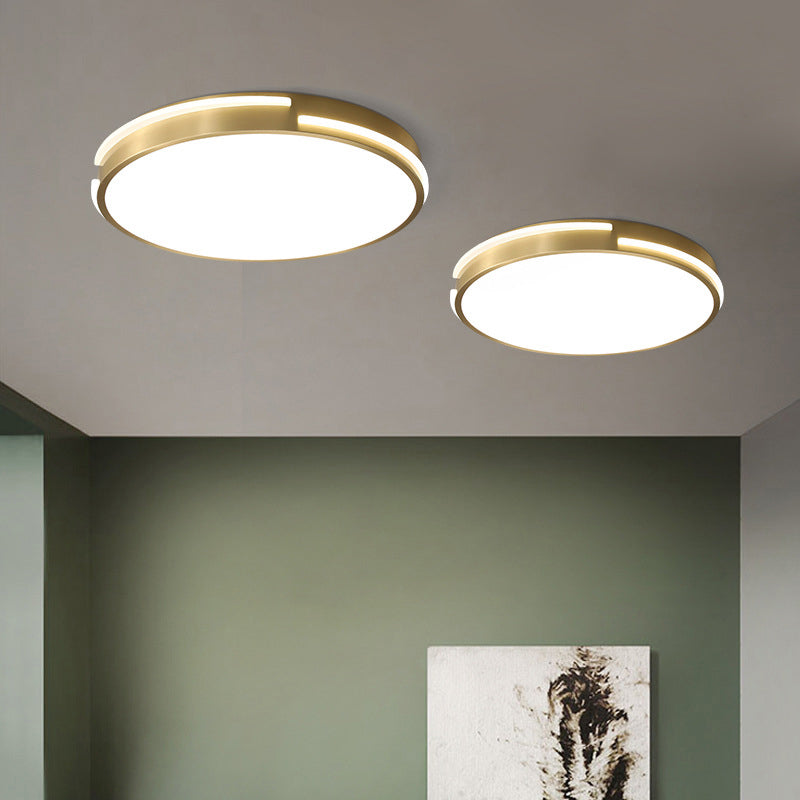 Modern Minimalist Metal Flush Mount Ceiling Lamp Gold Round Shape LED Flush Mount Lighting for Bedroom