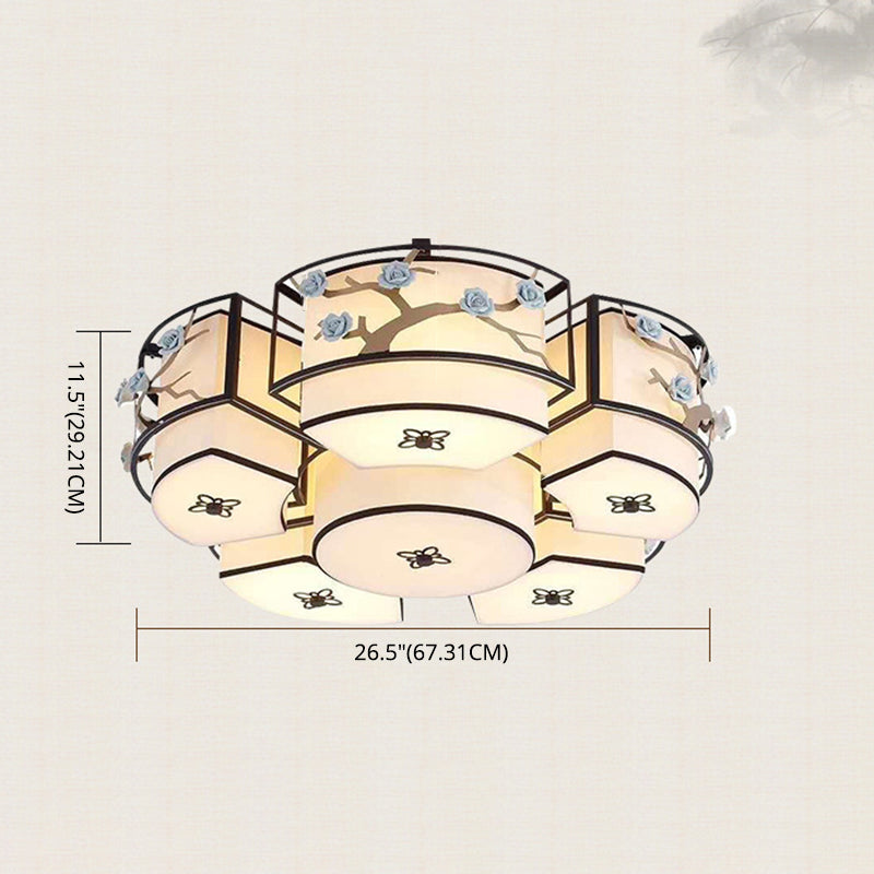 Stoffkreis in der Nähe der Deckenbeleuchtung traditioneller Wohnzimmer Decke Flush Mount in Blau