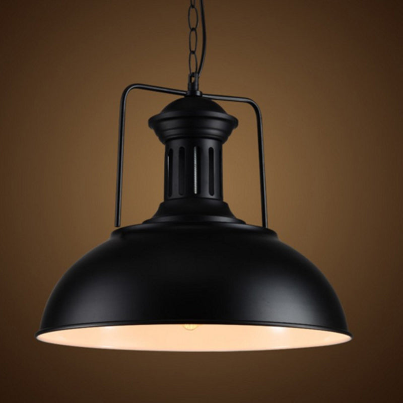 1 Light Dome Pendant Industrial Metal Ceiling Pendant with Hanging Chain for Bar