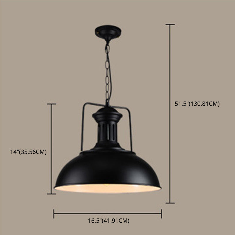 1 Light Dome Pendant Industrial Metal Ceiling Pendant with Hanging Chain for Bar