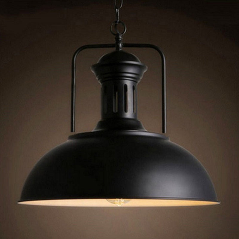 1 Light Dome Pendant Industrial Metal Ceiling Pendant with Hanging Chain for Bar