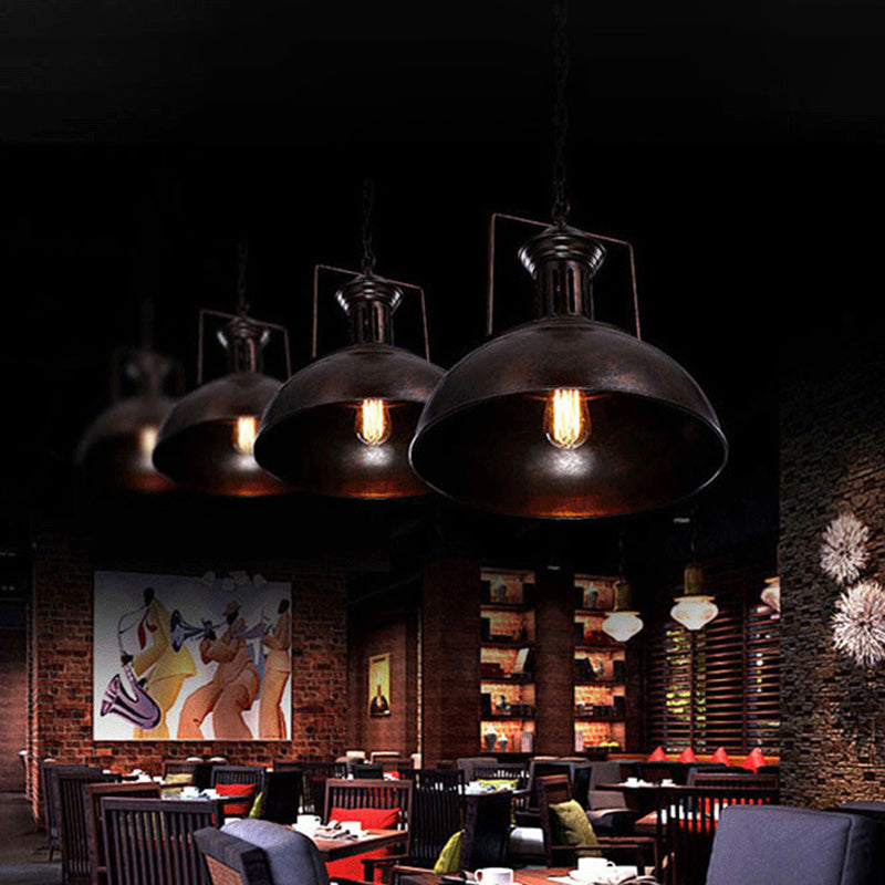 1 Light Dome Pendant Industrial Metal Ceiling Pendant with Hanging Chain for Bar